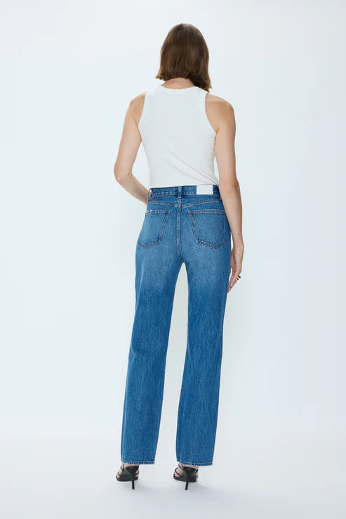 PISTOLA Cassie Super High Rise Straight Leg Jeans - Capri Light Wash Denim