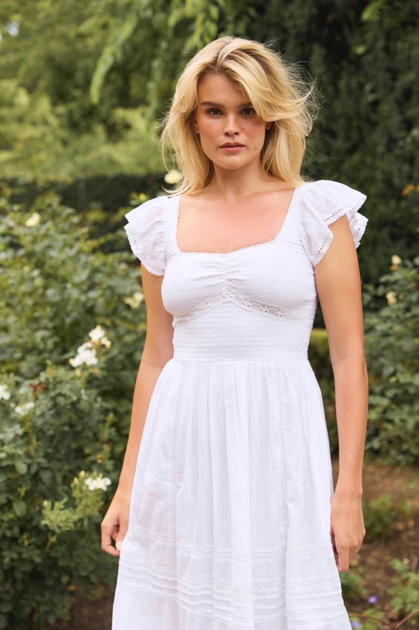 Amy Jane London Tallulah Maxi Dress - White Cotton Sweetheart Neck Gown