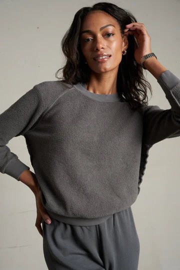 T94-ziggy - inside out fleece long sleeve shrunken crewneck sweatshirt